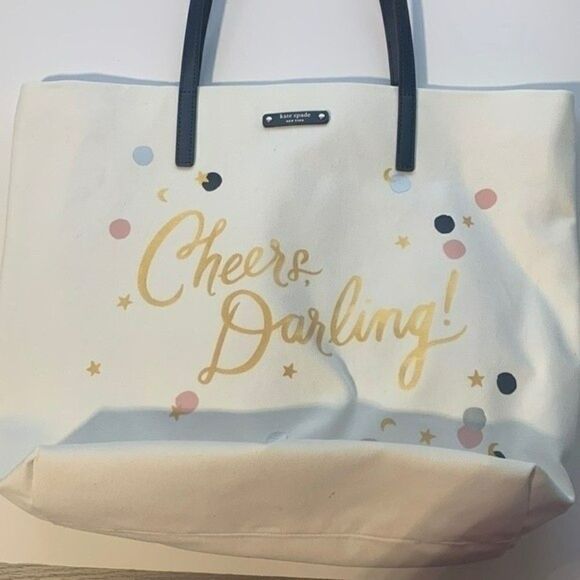 Kate Spade Cheers Darling Canvas Tote NWOT - Picture 1 of 4